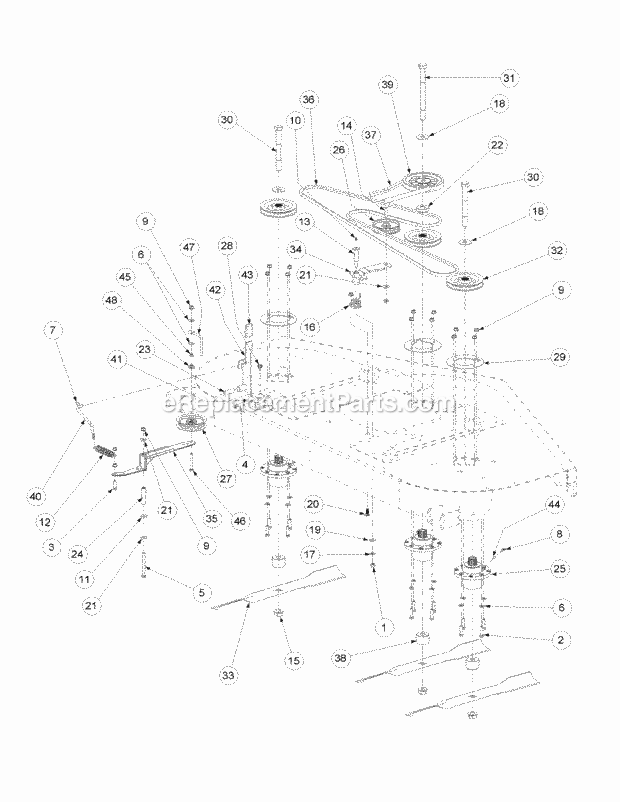 Fabricated Deck Spindle Assembly 72-Inch Diagram and Parts List for M72-KW 53BB5GFZ750 Cub Cadet Sprayer